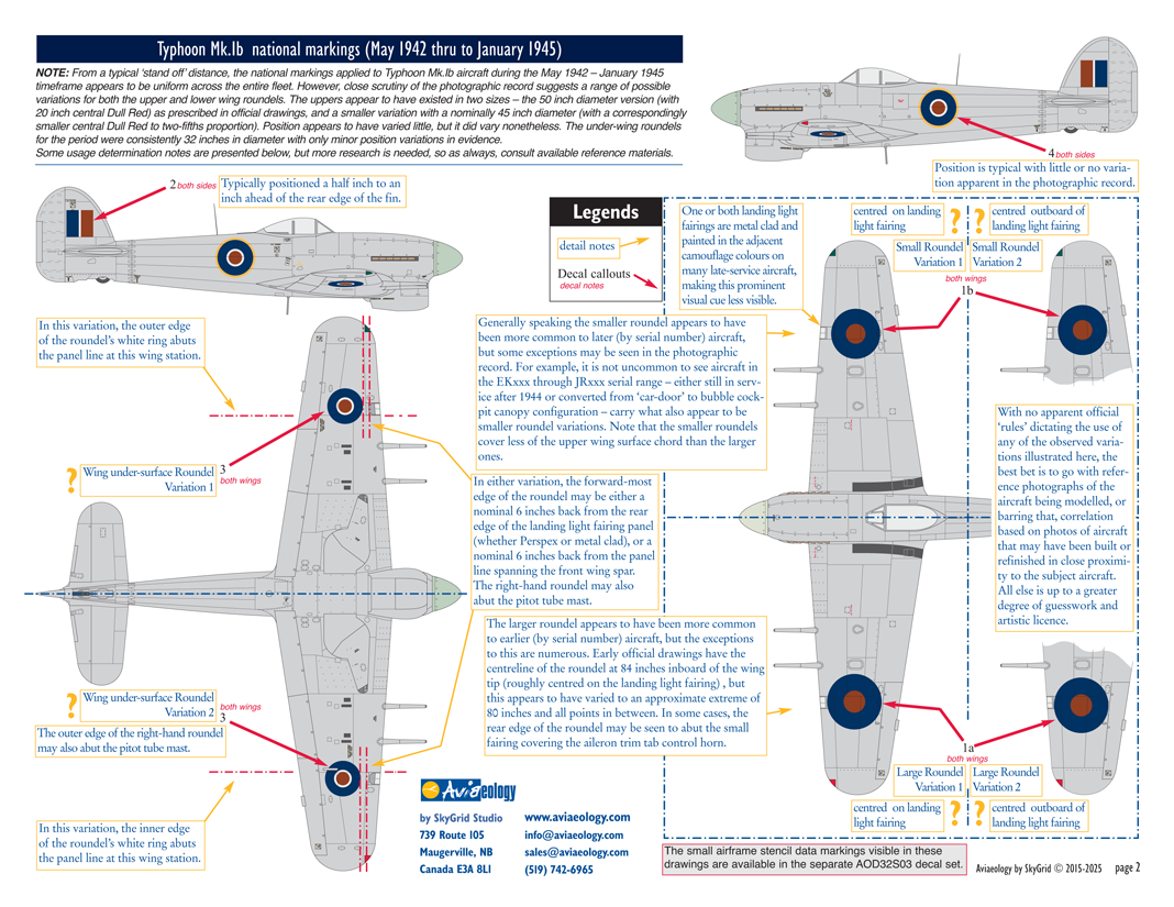 Aviaeology ADD32C103-1 1:32 Hawker Typhoon National Markings – Standard (May 1942-January 1945)