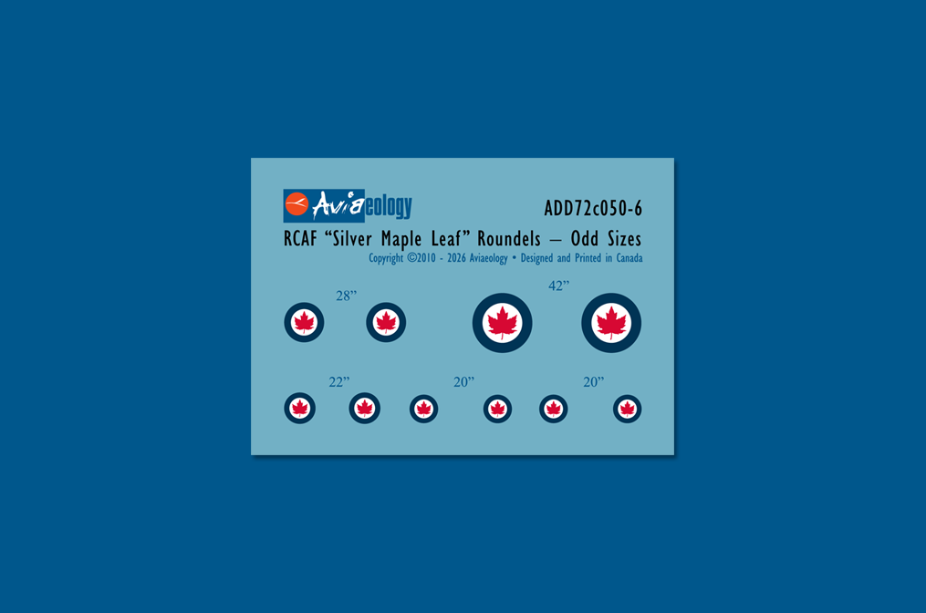 Aviaeology ADD72C050-6 1:72 RCAF 'Silver Maple Leaf' Roundels - odd sizes