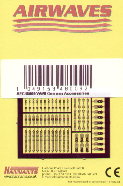 Airwaves (etched) AEC48009 1:48 WWII German Seatbelts & Buckles Assorted Styles & Sizes