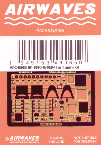 Airwaves (etched) AEC48065 1:48 Messerschmitt Bf-109G Series