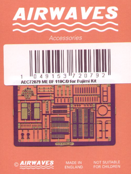 Airwaves (etched) AEC72079 1:72 Messerschmitt Bf-110C/Bf-110D