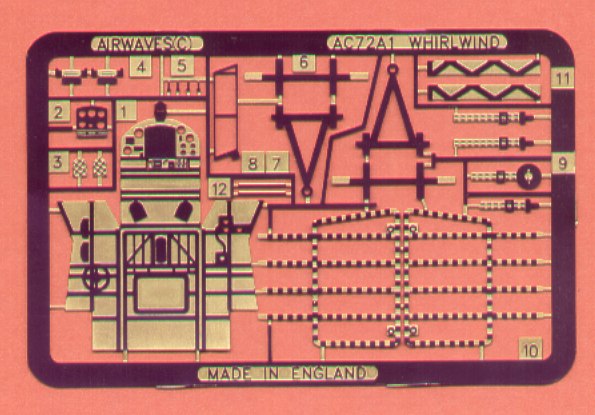 Airwaves (etched) AEC72143 1:72 Westland Whirlwind fighter Cockpit Set