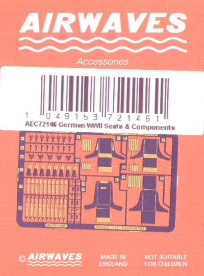 Airwaves (etched) AEC72146 1:72 German WWII Seats and Components