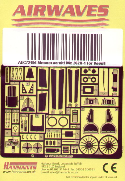 Airwaves (etched) AEC72195 1:72 Messerschmitt Me-262A-1
