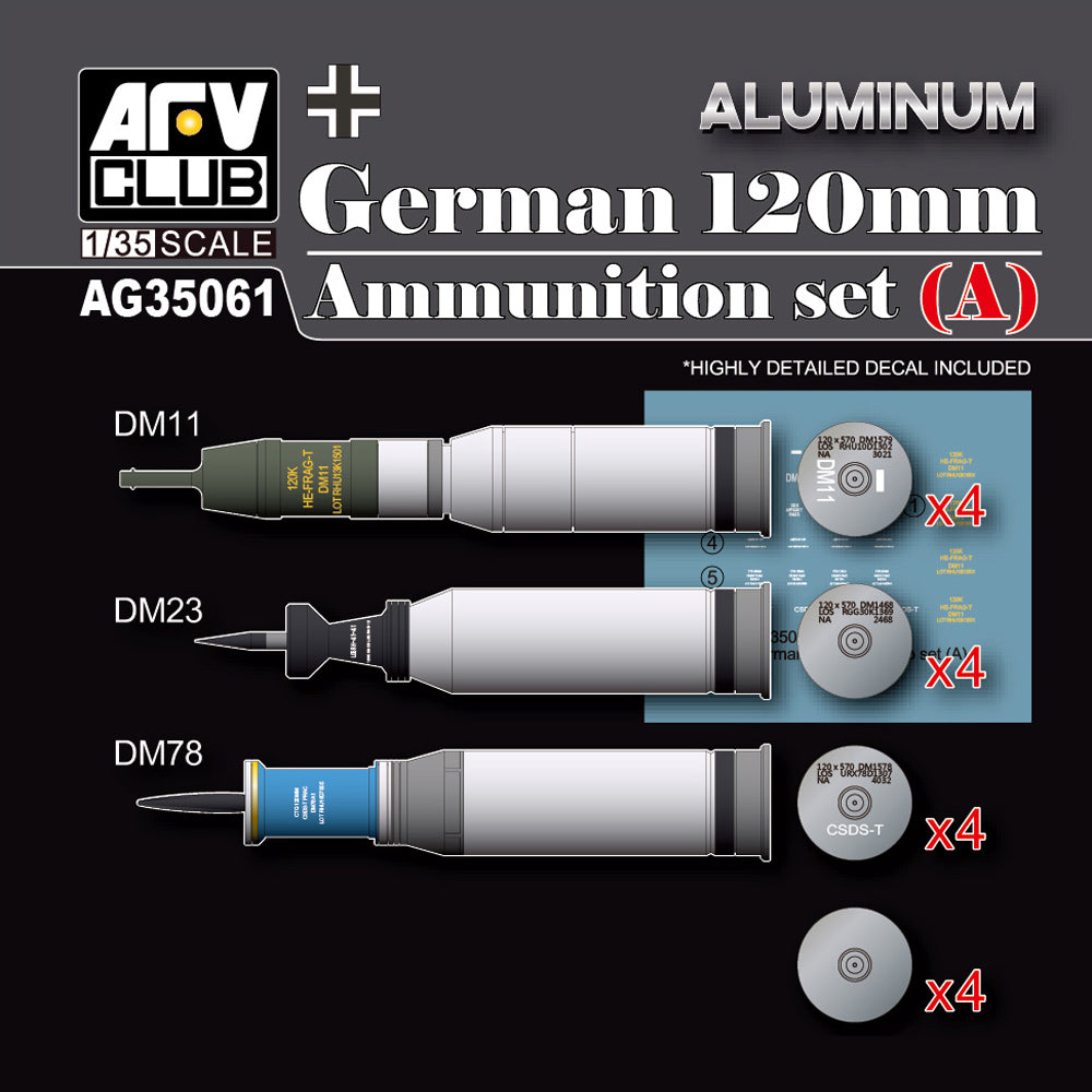 AFV Club AG35061 1:35 Modern German 120mm Tank Ammunition Set A (aluminium)