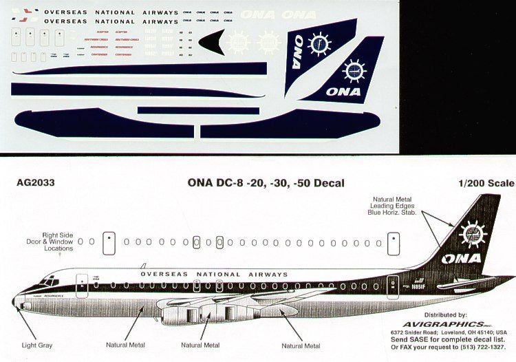 Avigraphics AGD2033 1:200 Douglas DC-8-20/-50 Overseas National Ships Wheel N851F
