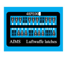Aims PE48006 1:48 'Luftwaffe latches' appropriate for Messerschmitt Bf-109, Bf-110, Me-410, Me-262, Focke-Wulf Fw-190 etc