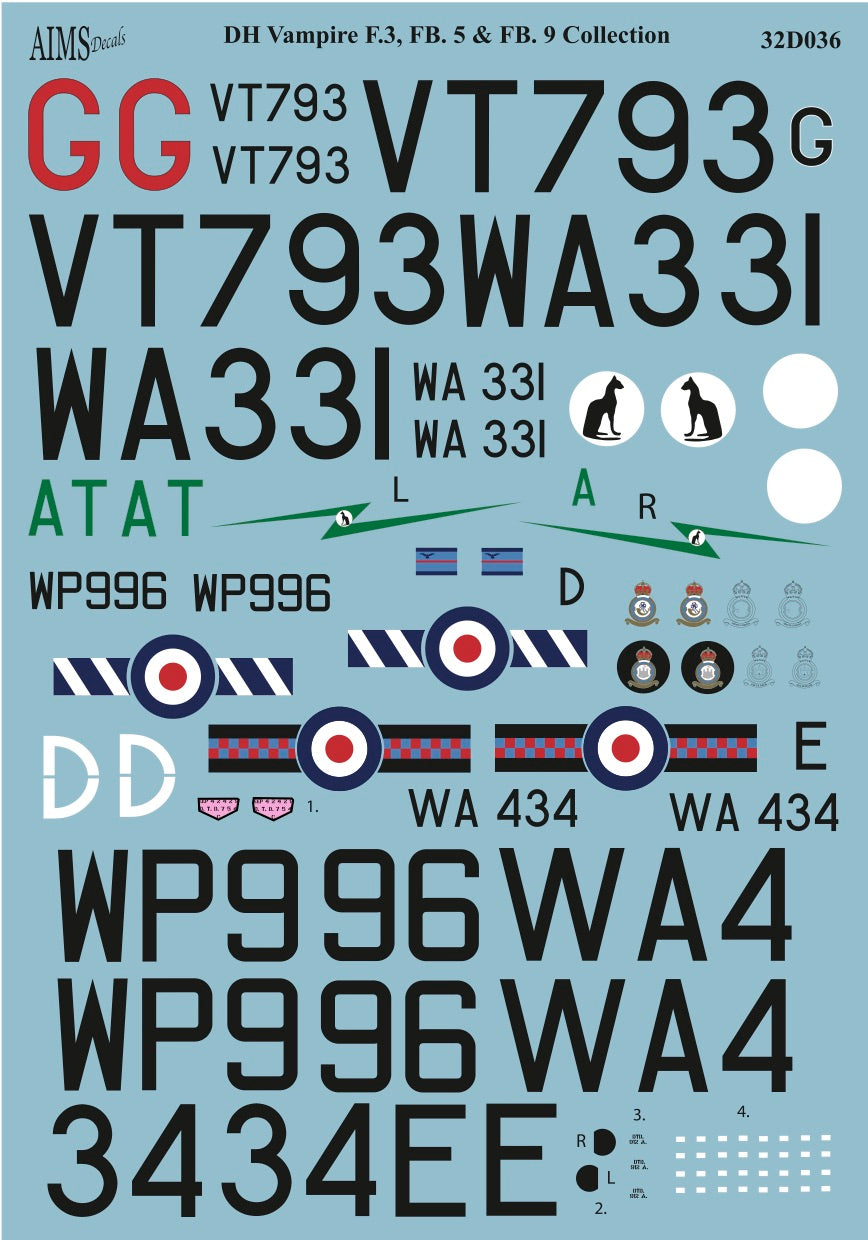 Aims 32D036 1:32 de Havilland Vampire F.3, FB.5 & FB.9 Collection'