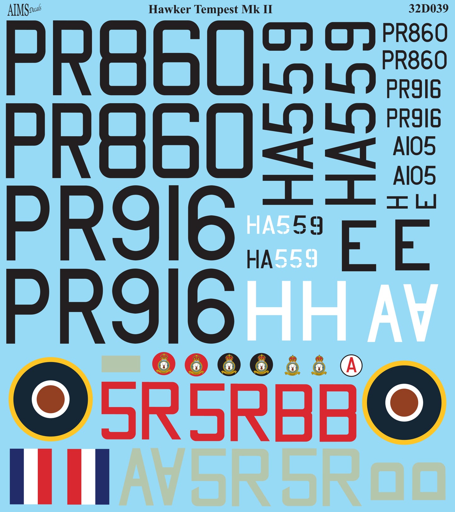 Aims 32D039 1:32 Hawker Tempest Mk.II/F2 decals