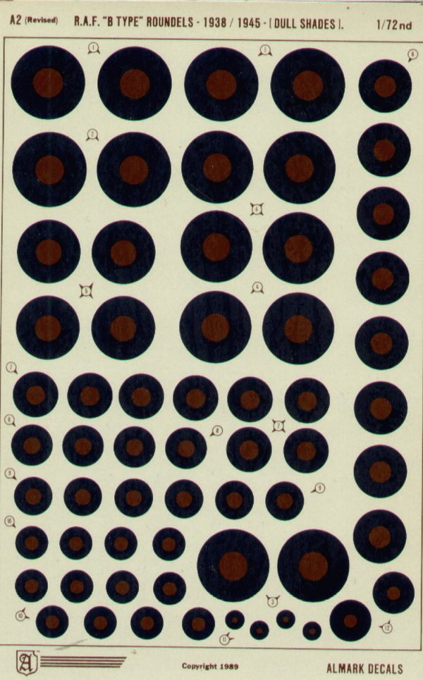 Almark A02 1:72 RAF Type B National Insignia/Roundels Fighters and medium size aircraft (RAF roundels)