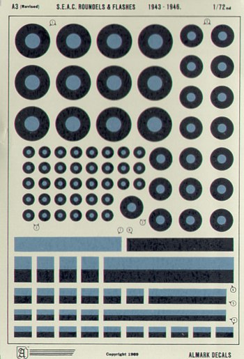 Almark A03 1:72 SEAC National Insignia/Roundels and Fin Flashes for fighters and medium size aircraft (RAF roundels)