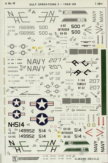 Almark A48-18 1:48 A-6E Intruder 156995 VA-95 with Iranian Kill markings, KA-6D 149952 VA-95 Persian Gulf
