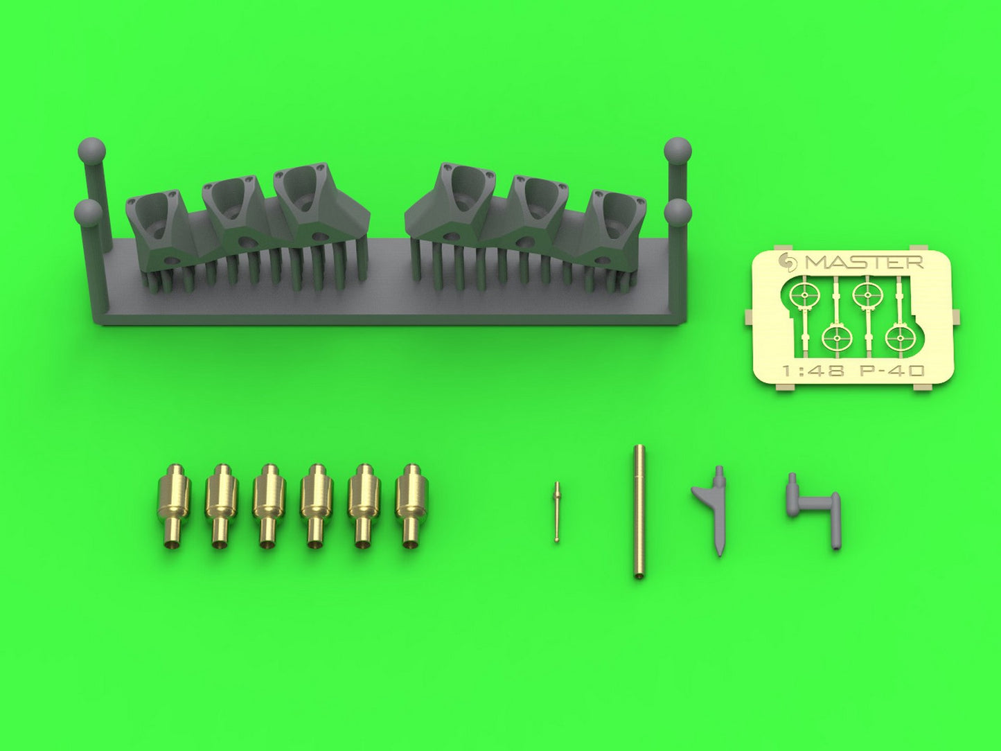 Master AM-48-180 1:48 P-40E gunsight & Pitot Tube & Browning .50 blast tubes with adapter