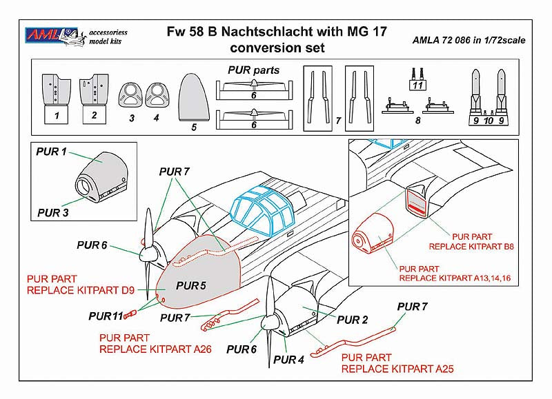 AML A72086 1:72 Focke-Wulf Fw-58B/C Nachtschlacht with MG 17