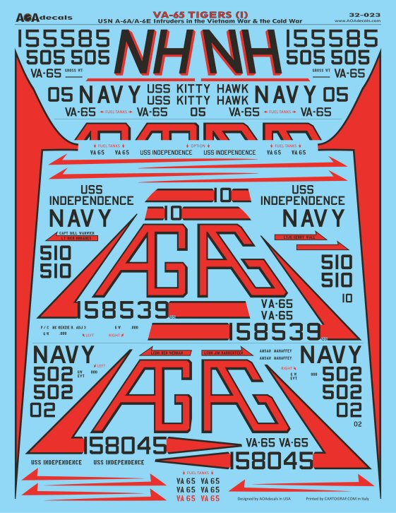 AOA Decals 32-023 1:32 VA-65 TIGERS