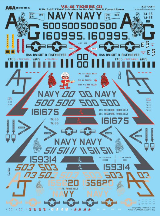 AOA Decals 32-024 1:32 VA-65 TIGERS