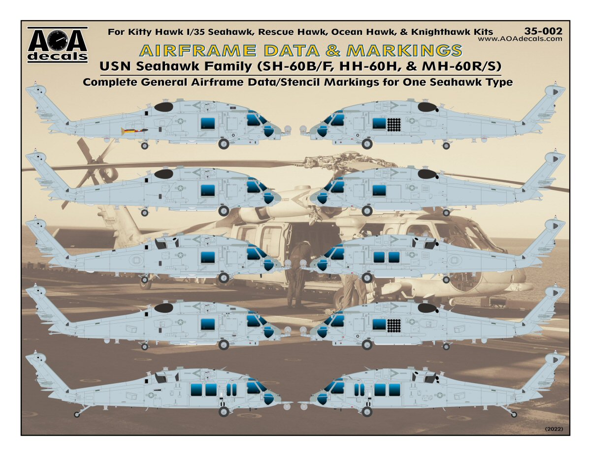 AOA Decals 35-002 1:35 airframe Data & Markings - USN Seahawk Family