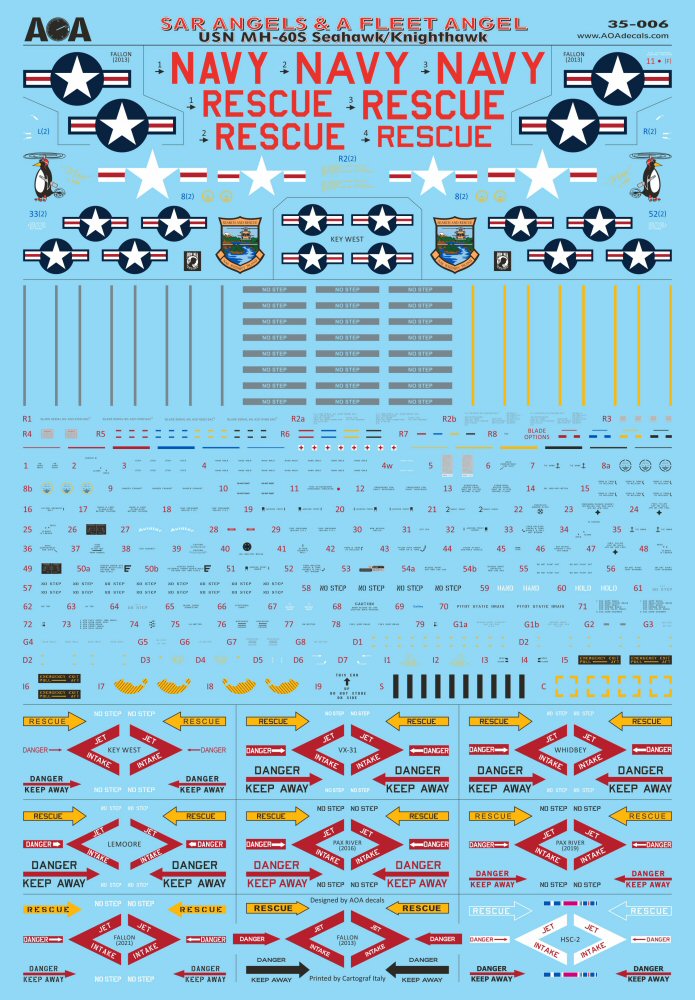 AOA Decals 35-006 1:35 SAR Angels & A Fleet Angel - USN Sikorsky MH-60S Seahawk/Knighthawk.