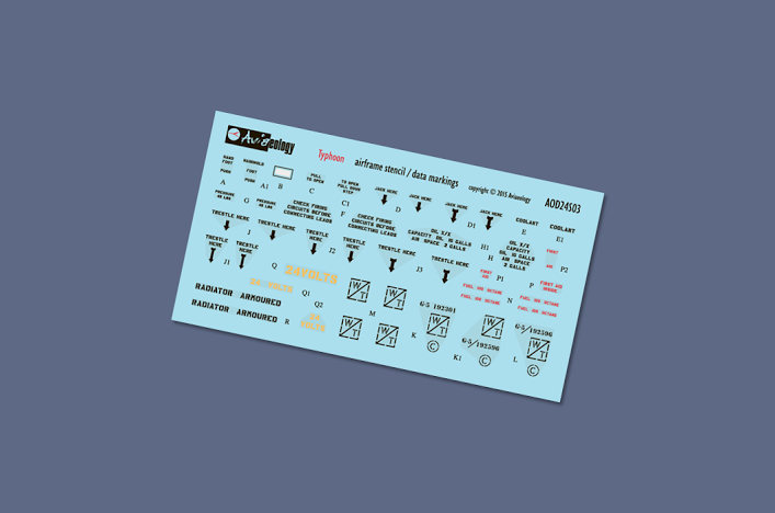 Aviaeology AOD24S03 1:24 Hawker Typhoon Mk.IB Airframe Stencil/Data
