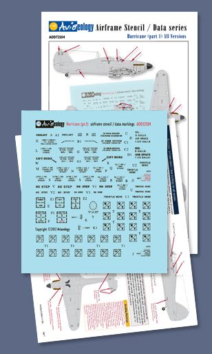 Aviaeology AOD32S04 1:32 Hawker Hurricane airframe stencil/data (pt.1)