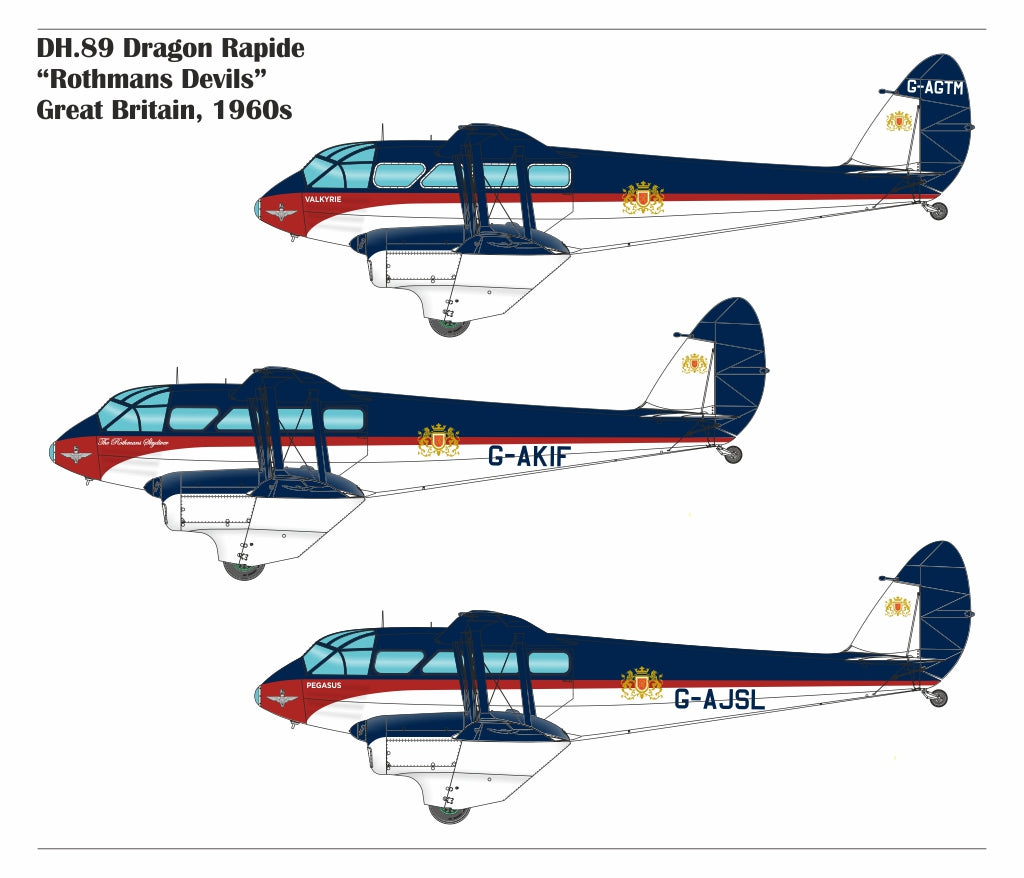 Armory AR48014 1:48 de Havilland DH.89 Dragon Rapide, Short-Haul Airliner, 'Rothmans' Devils' liveries