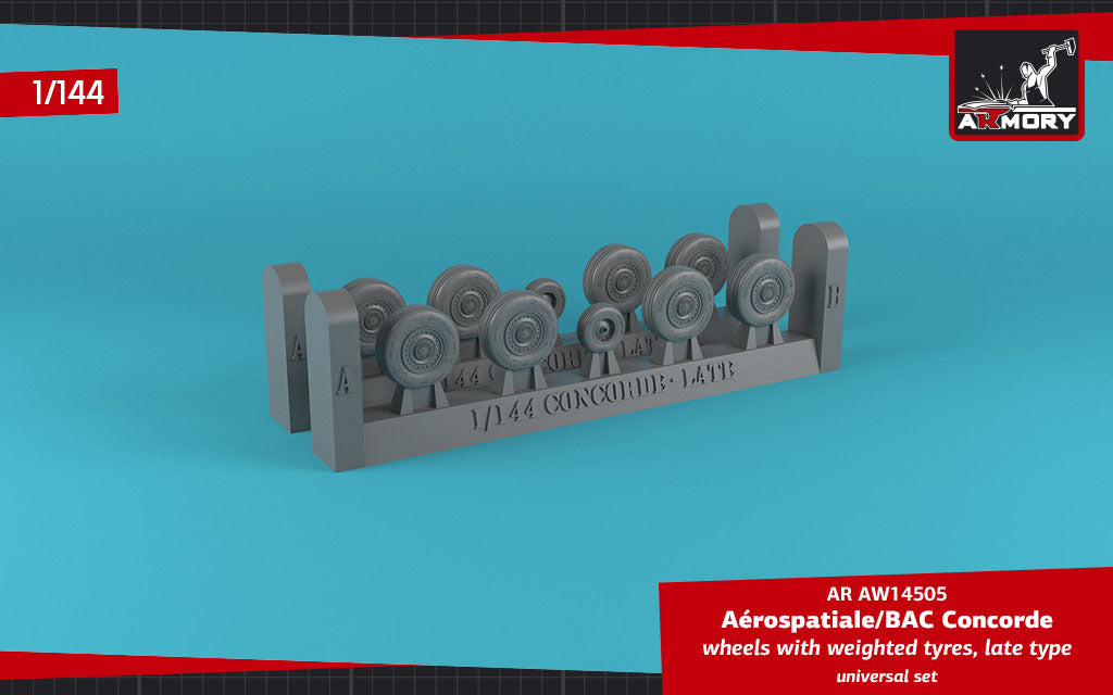 Armory AW14505 1:144 Aerospatiale Concorde wheels with weighted tyres, late