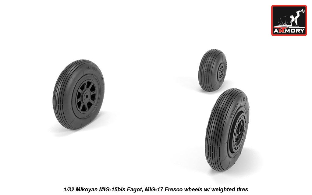 Armory AW32014 1:32 Mikoyan MiG-15bis Fagot (late) / MiG-17PF Fresco wheels with weighted tyres