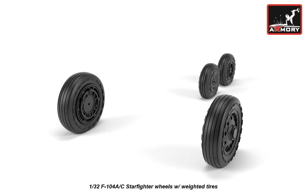 Armory AW32302 1:32 F-104A/C Starfighter early type wheels, with optional nose wheels, weighted