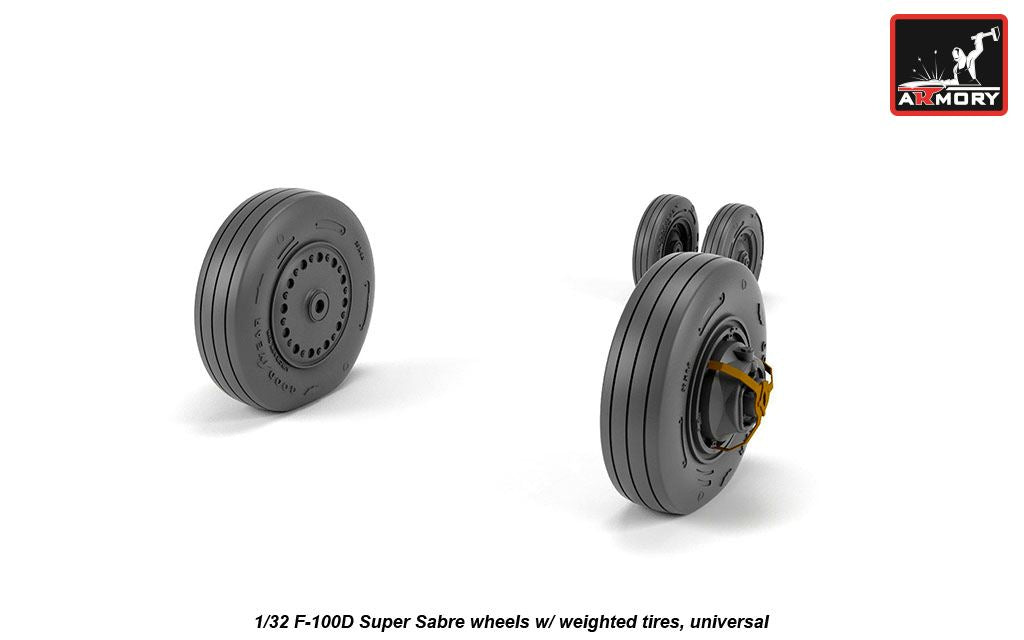 Armory AW32303 1:32 North-American F-100D Super Sabre wheels with weighted tyres