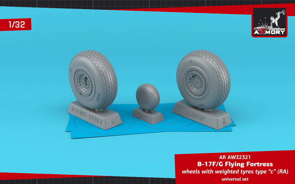 Armory AW32321 1:32 Boeing B-17G Flying Fortress wheels with weighted tyres type 'c' (RA)