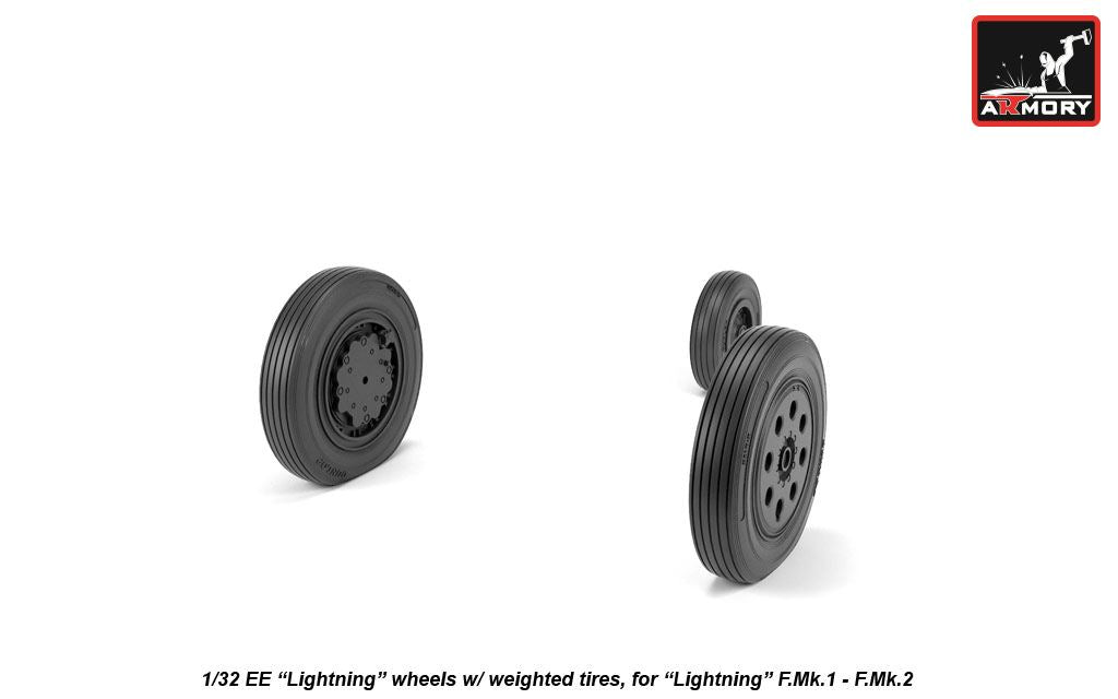 Armory AW32401 1:32 BAC/EE Lightning F.1A / F.2 wheels with weighted tyres, early type, for F.Mk.1 - F.Mk.2