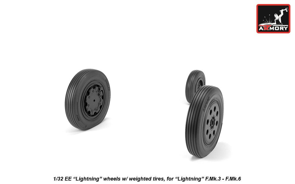 Armory AW32402 1:32 BAC/EE Lightning F.3/F.2A/F.6 wheels with weighted tyres, late versions, for F.Mk.3 - F.Mk.6