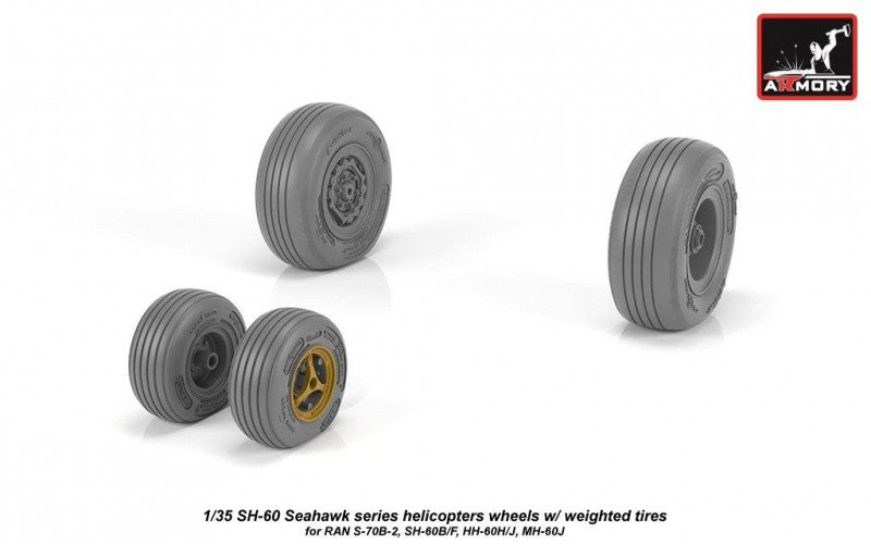 Armory AW35302 1:35 Sikorsky SH-60 Seahawk wheels with weighted tires/tyres
