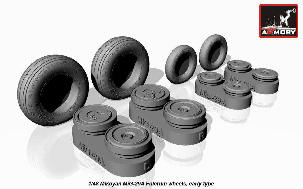 Armory AW48022 1:48 Mikoyan MiG-29A/MiG-29B/MiG-29UB wheels, early