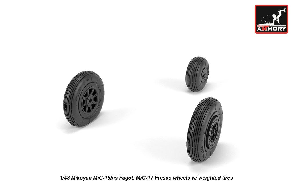 Armory AW48033 1:48 Mikoyan MiG-15bis Fagot (late) / MiG-17 Fresco wheels with weighted tires/tyres