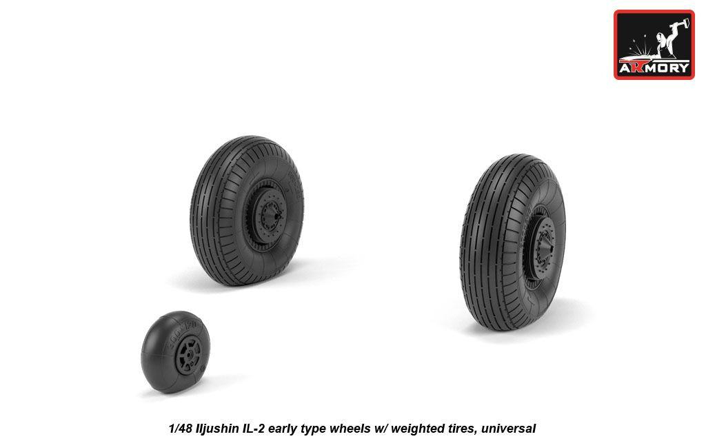 Armory AW48034 1:48 Iljushin IL-2 Bark (early) wheels with weighted tires/tyres