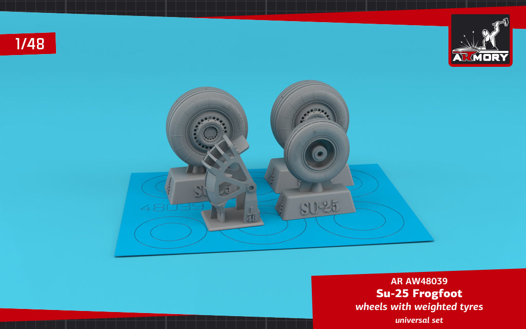Armory AW48039 1:48 Sukhoi Su-25 Frogfoot wheels with weighted tires & mudguard