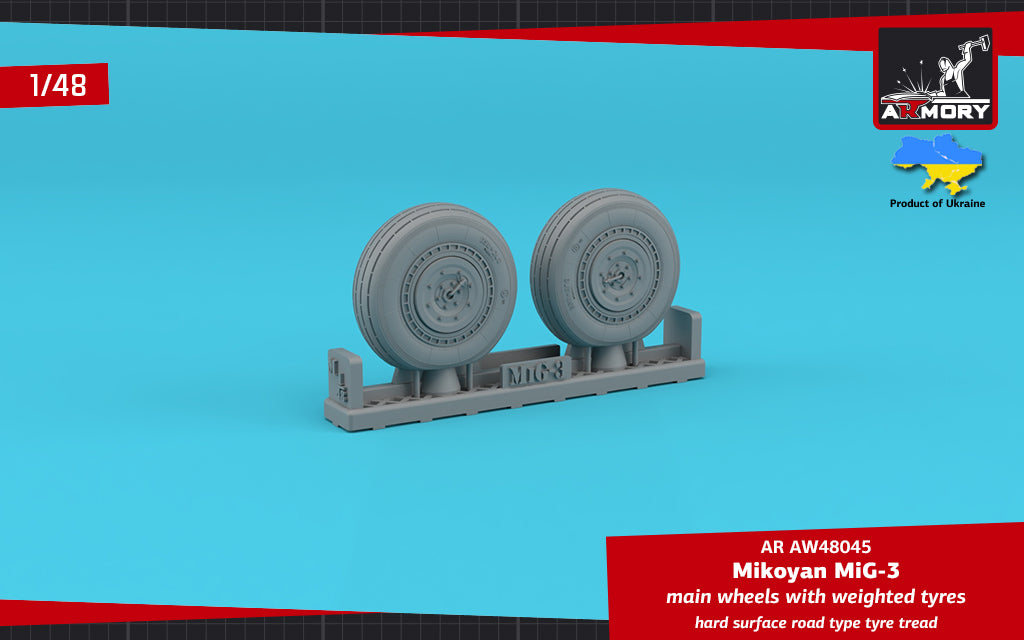 Armory AW48045 1:48 Mikoyan MiG-3 main wheels with weighted tyres