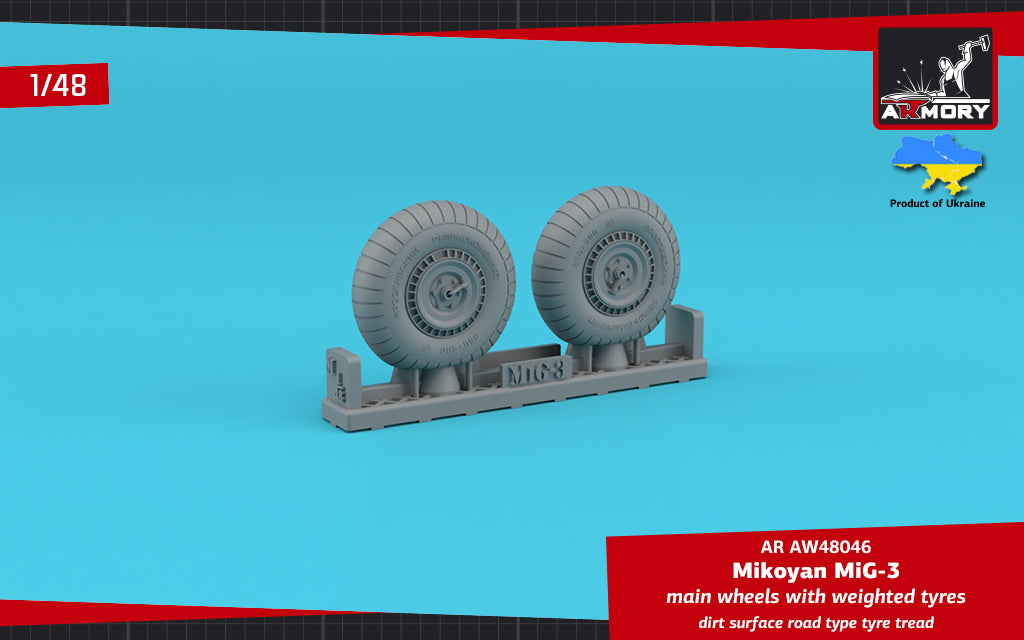 Armory AW48046 1:48 Mikoyan MiG-3 main wheels with weighted tyres