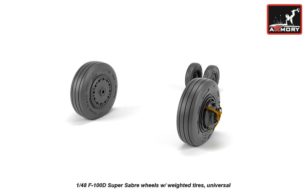 Armory AW48316 1:48 North-American F-100D Super Sabre wheels with weighted tires/tyres