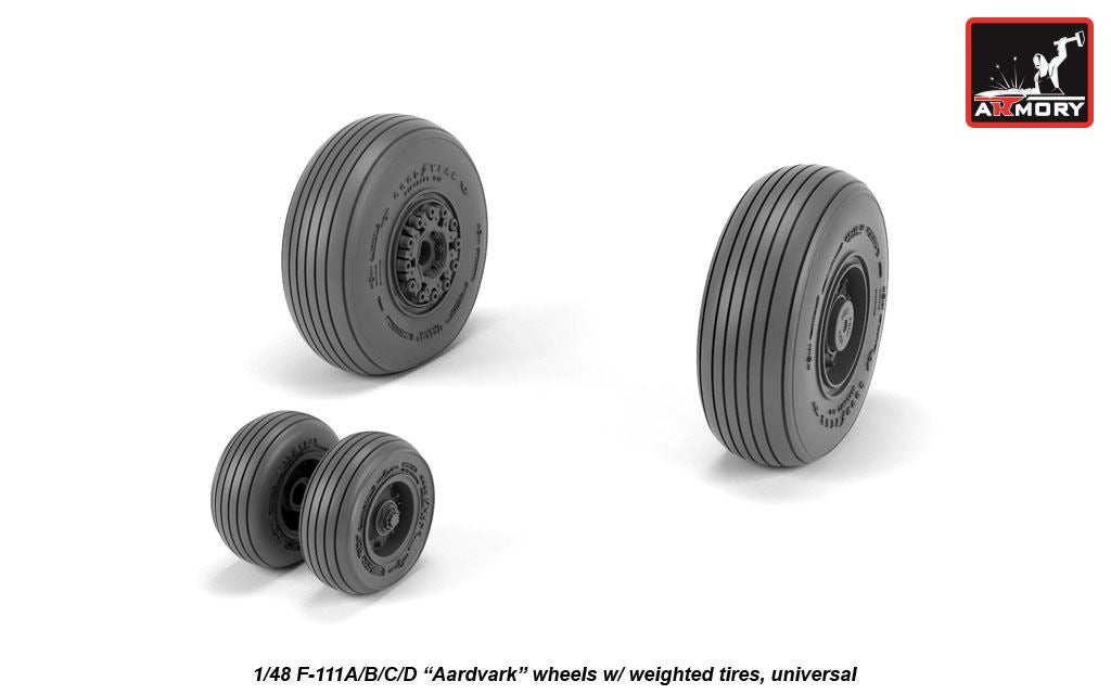 Armory AW48319 1:48 General-Dynamics F-111 Aardvark early type wheels with weighted tires/tyres