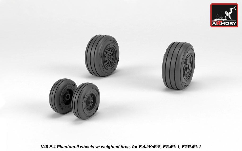 Armory AW48325 1:48 McDonnell F-4 Phantom II wheels with weighted tires/tyres, late production