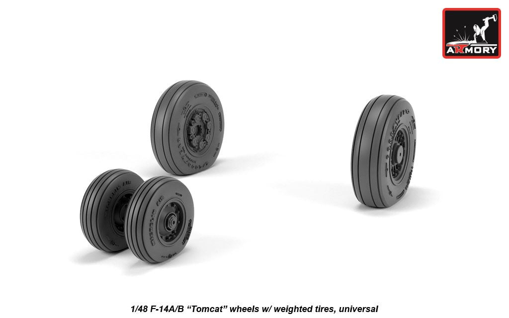 Armory AW48326 1:48 Grumman F-14A/F-14B Tomcat early type wheels with weighted tires/tyres