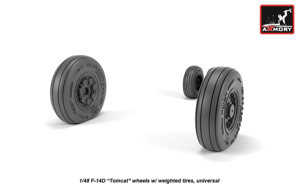 Armory AW48327 1:48 Grumman F-14D Tomcat early type wheels with weighted tires/tyres