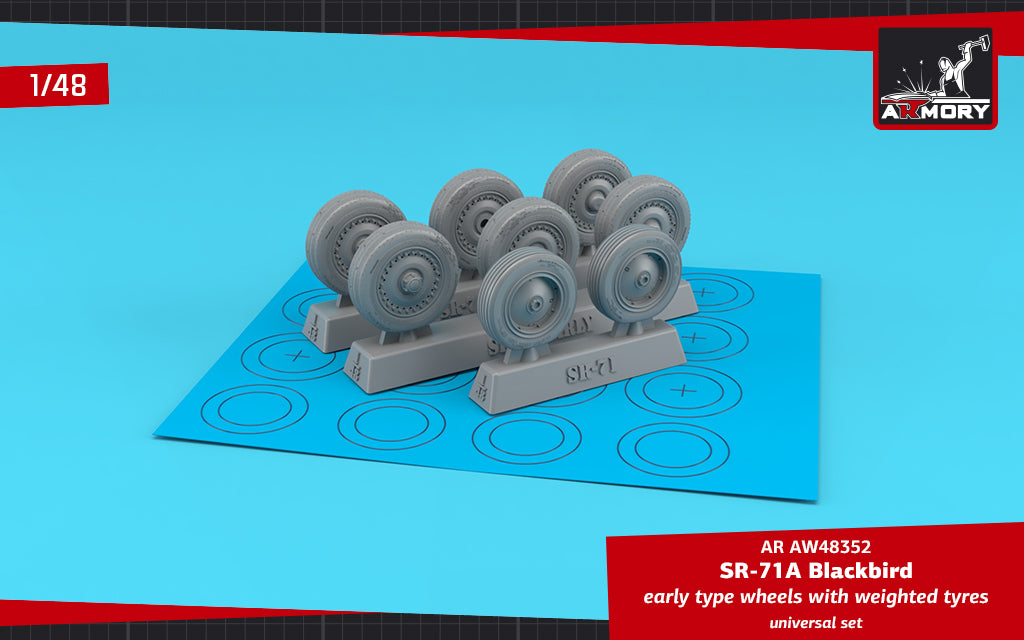 Armory AW48352 1:48 Lockheed SR-71 Blackbird early type wheels with weighted tyres and paint masks