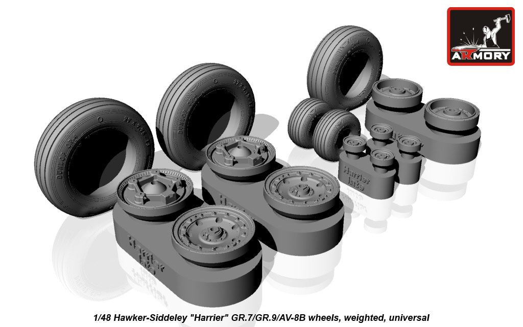 Armory AW48405 1:48 Bae Harrier GR.7/GR.9/McDonnell-Douglas AV-8B wheels, weighted