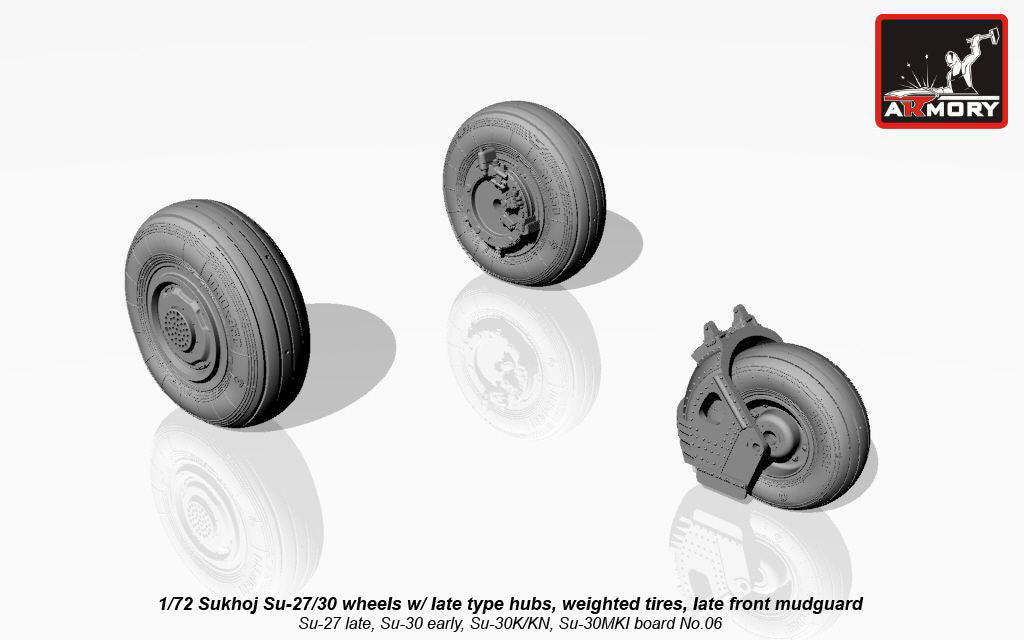 Armory AW72033 1:72 Sukhoi Su-27/30 wheels with late type hubs, weighted tires/tyres, late front mudguard