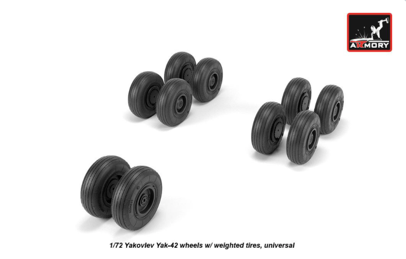 Armory AW72061 1:72 Yakovlev Yak-42D wheels with weighted tires/tyres