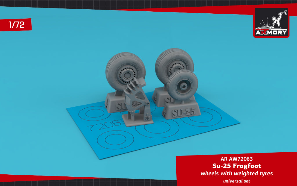 Armory AW72063 1:72 Sukhoi Su-25 Frogfoot wheels with weighted tires & mudguard