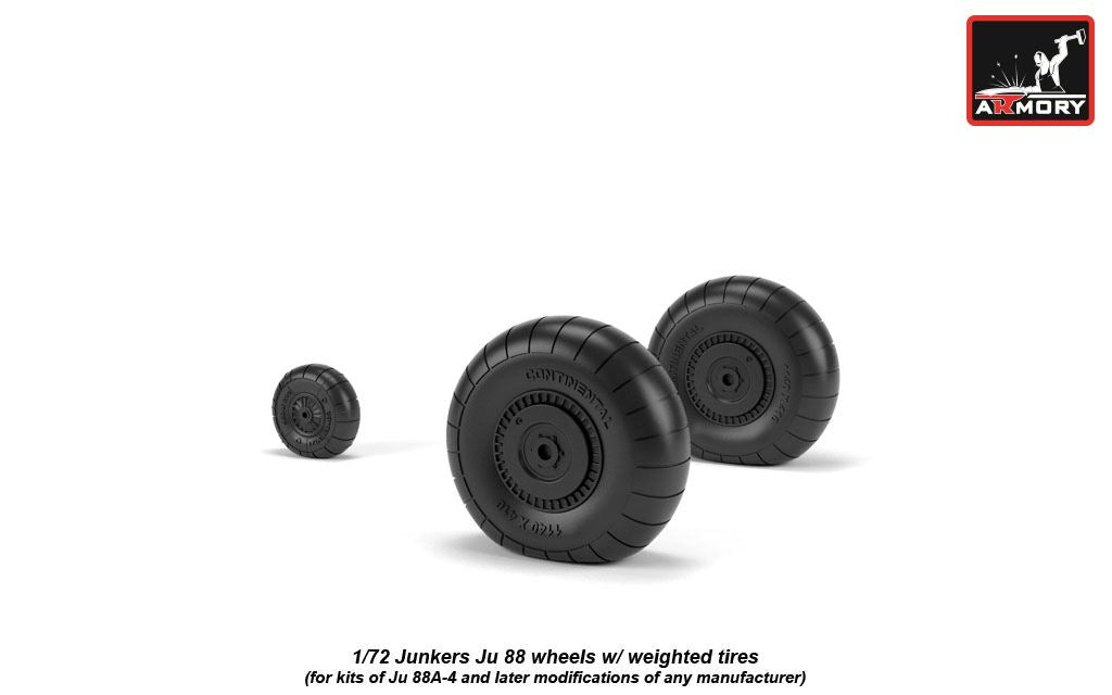 Armory AW72202 1:72 Junkers Ju-88 late wheels with weighted tires/tyres
